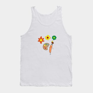 funny art brush drawing flowers Tank Top